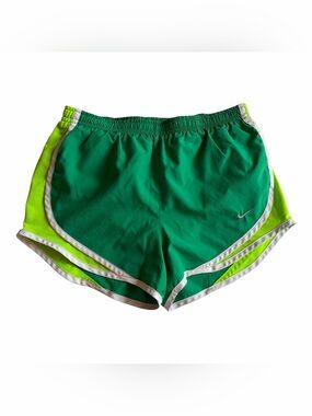 Nike Dri-Fit Women's Green with Neon Yellow Trim Running Shorts Size Small